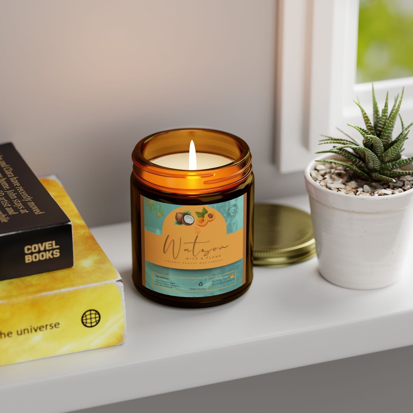 Natural Scented Candles, Coconut Apricot Wax Candle (4oz, 9oz)