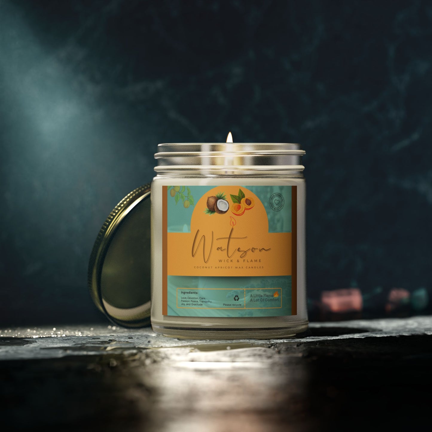 Natural Scented Candles, Coconut Apricot Wax Candle (4oz, 9oz)