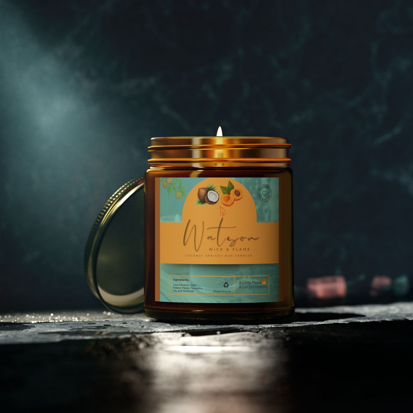 Natural Scented Candles, Coconut Apricot Wax Candle (4oz, 9oz)