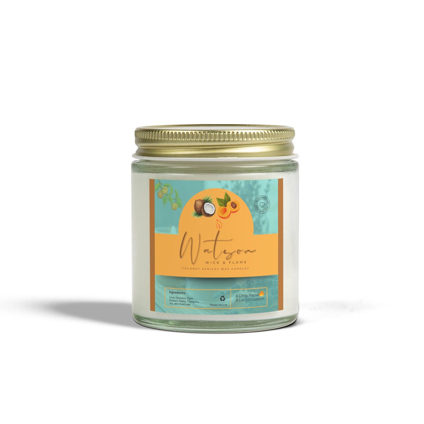 Natural Scented Candles, Coconut Apricot Wax Candle (4oz, 9oz)