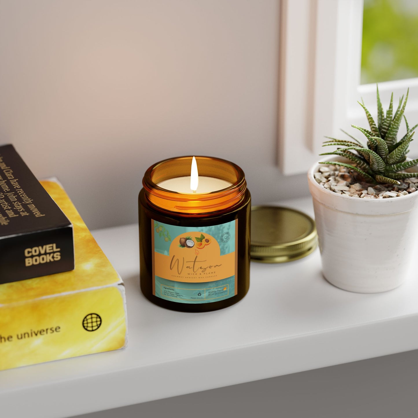 Natural Scented Candles, Coconut Apricot Wax Candle (4oz, 9oz)