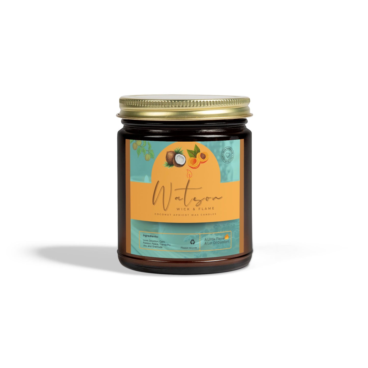 Natural Scented Candles, Coconut Apricot Wax Candle (4oz, 9oz)