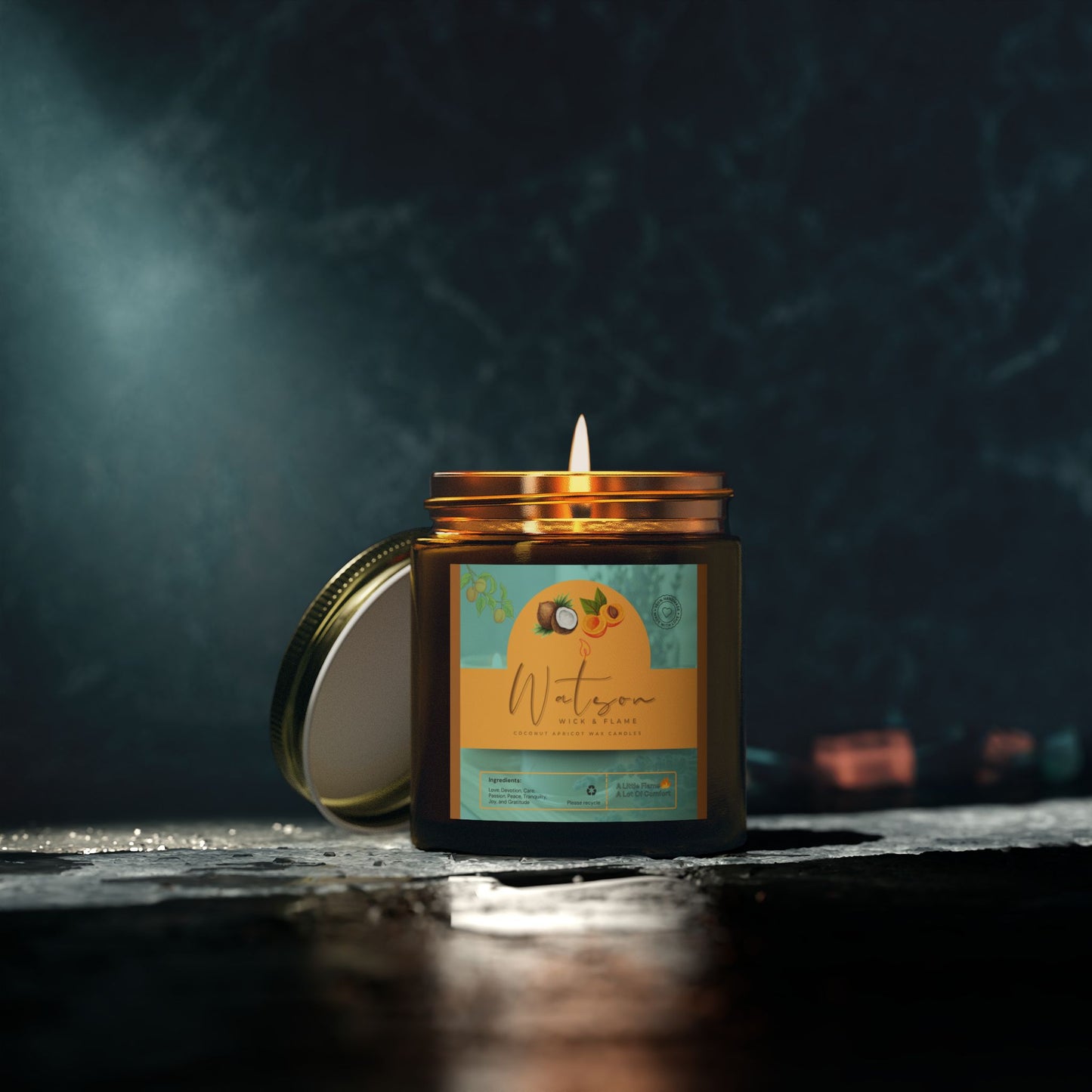 Natural Scented Candles, Coconut Apricot Wax Candle (4oz, 9oz)