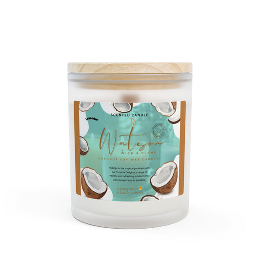 Aromatherapy Frosted Glass Coconut Soy Wax Candle, 11oz