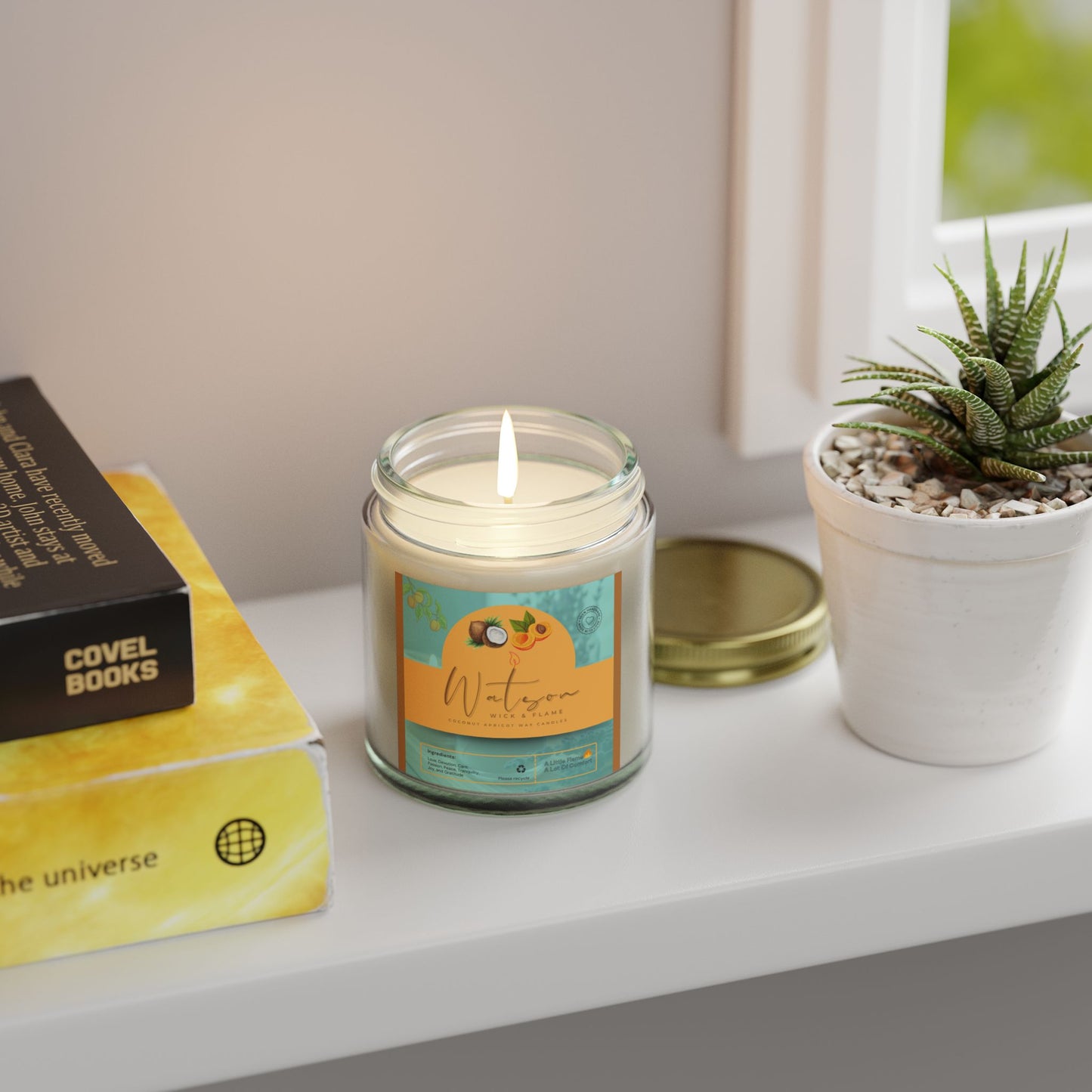Natural Scented Candles, Coconut Apricot Wax Candle (4oz, 9oz)