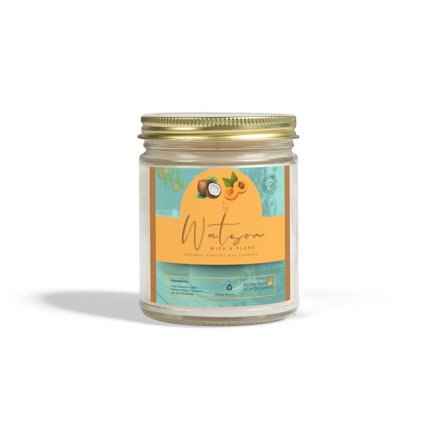 Natural Scented Candles, Coconut Apricot Wax Candle (4oz, 9oz)