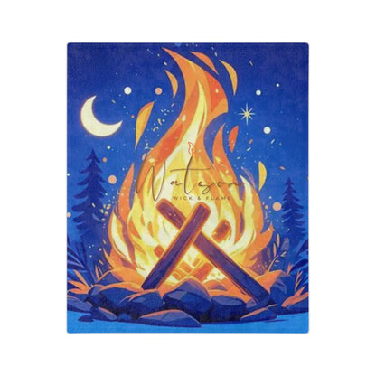 Cozy Campfire Velveteen Blanket - Perfect for Camping, Bonfire Nights, Home Decor, Gifts, Cozy Nights In