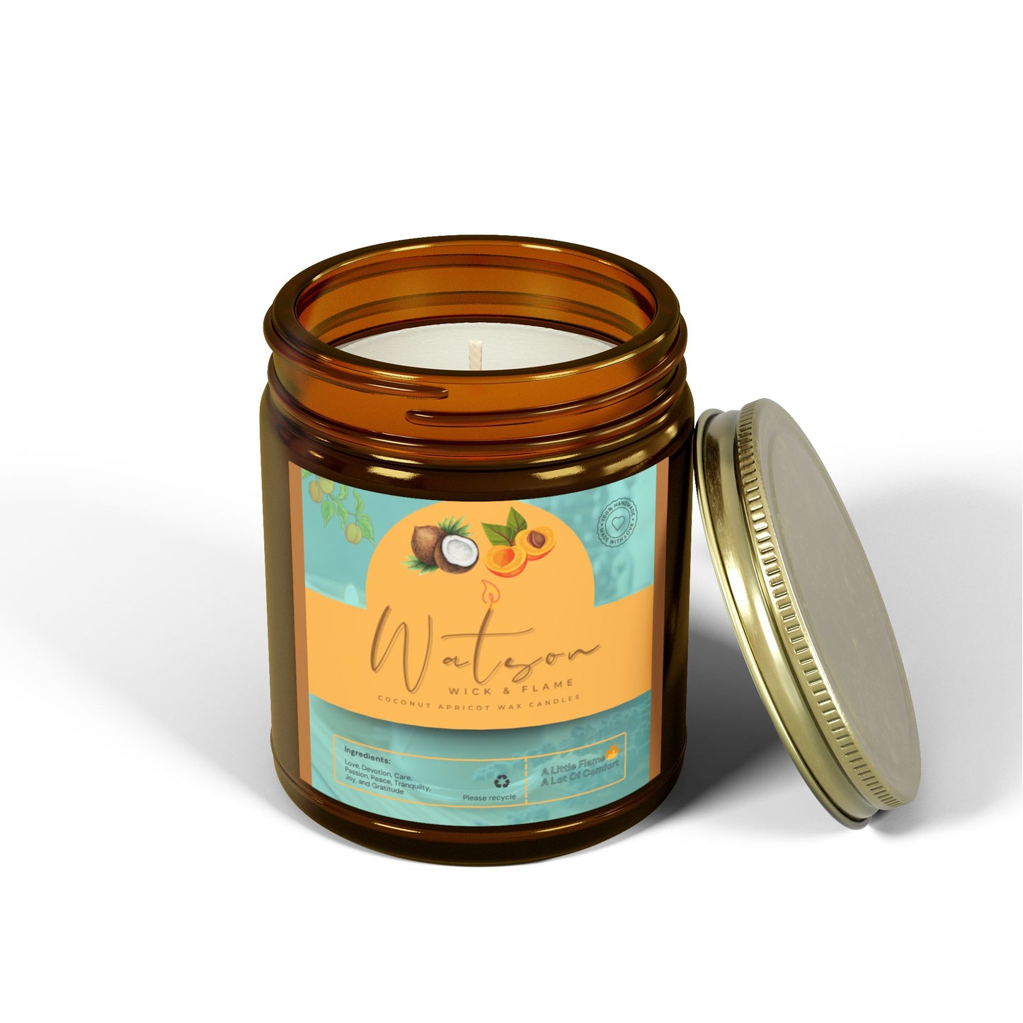 Natural Scented Candles, Coconut Apricot Wax Candle (4oz, 9oz)