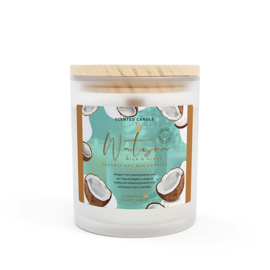 Aromatherapy Frosted Glass Coconut Soy Wax Candle, 11oz