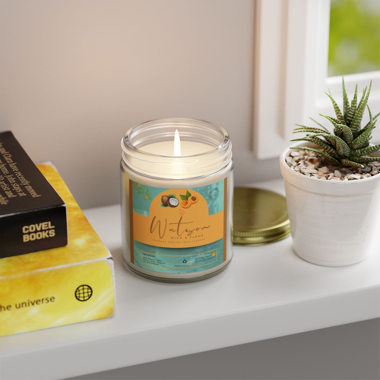 Natural Scented Candles, Coconut Apricot Wax Candle (4oz, 9oz)