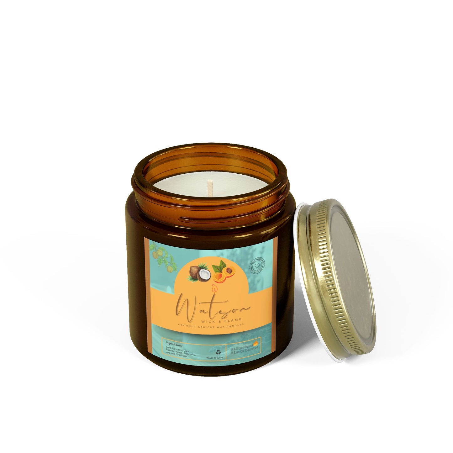 Natural Scented Candles, Coconut Apricot Wax Candle (4oz, 9oz)