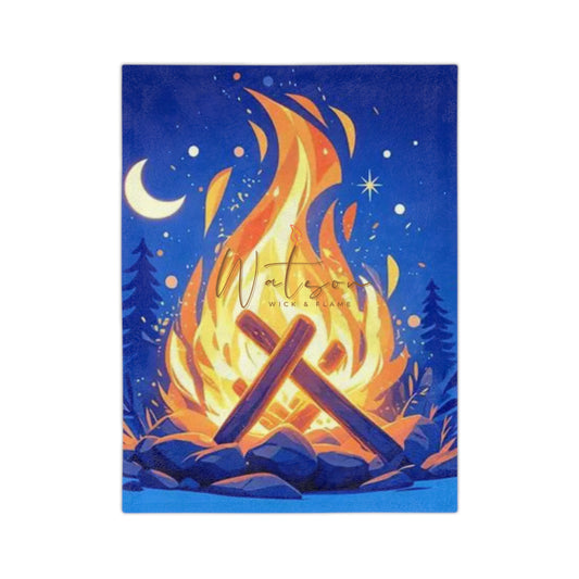 Cozy Campfire Velveteen Blanket - Perfect for Camping, Bonfire Nights, Home Decor, Gifts, Cozy Nights In