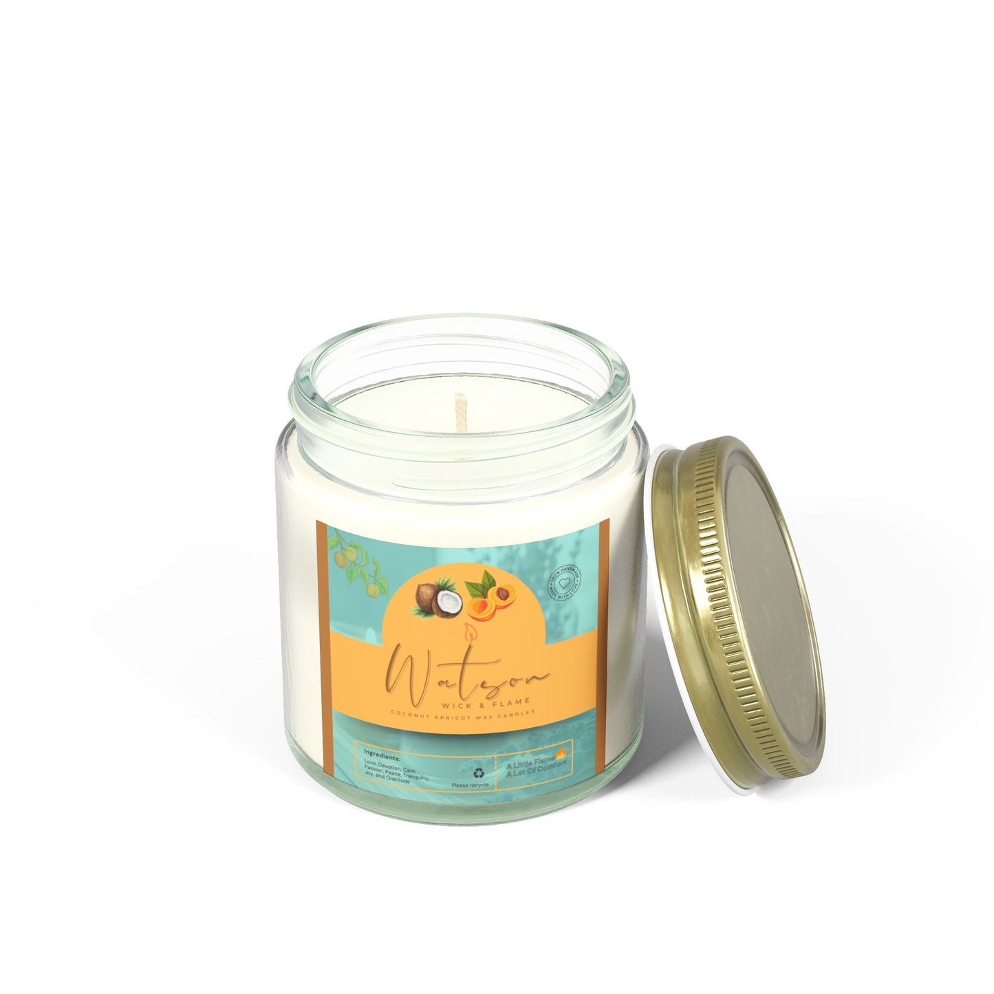 Natural Scented Candles, Coconut Apricot Wax Candle (4oz, 9oz)