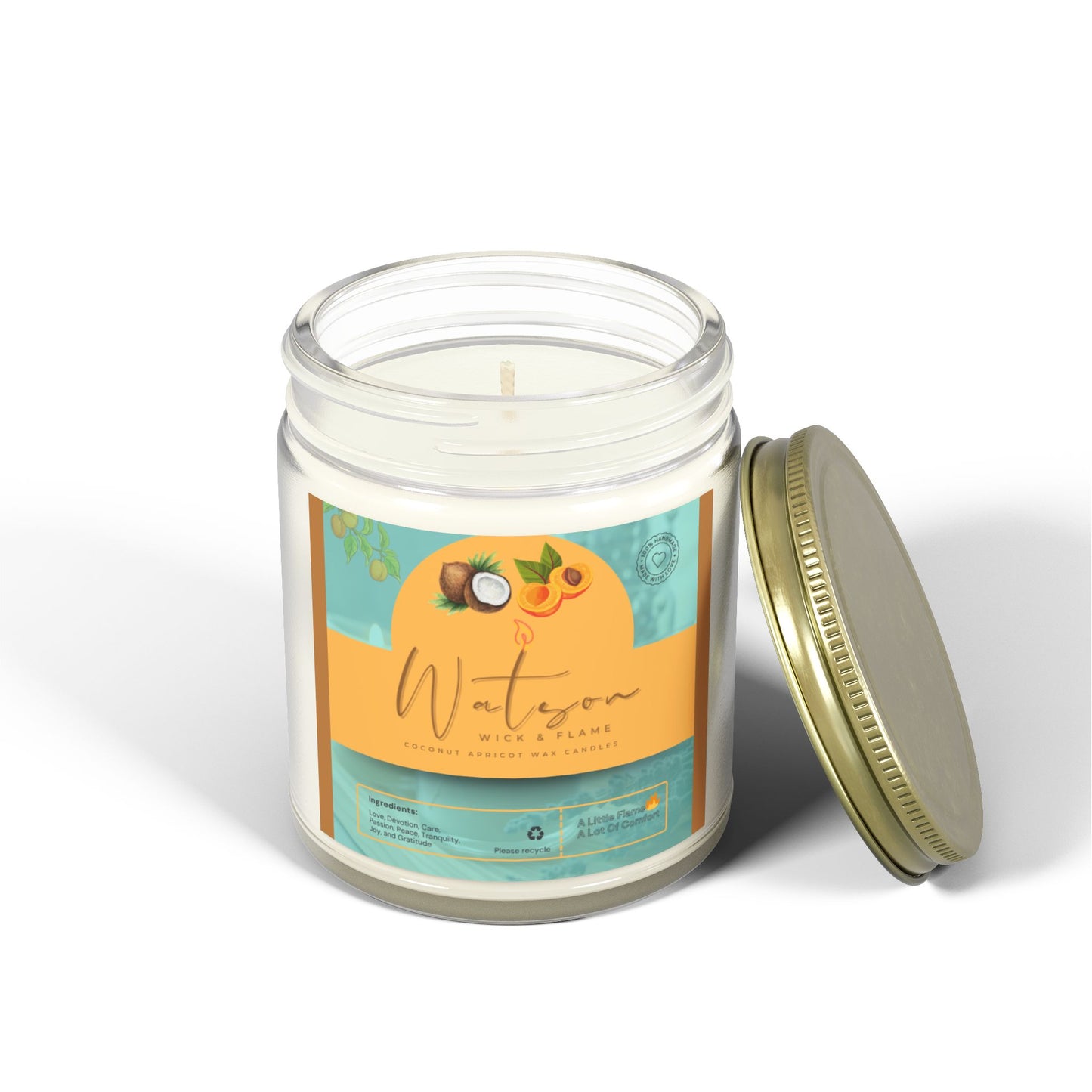 Natural Scented Candles, Coconut Apricot Wax Candle (4oz, 9oz)